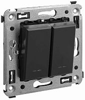 Переключатель без рамки DKC Avanti 2-кл. перекрестный черный матовый картинка